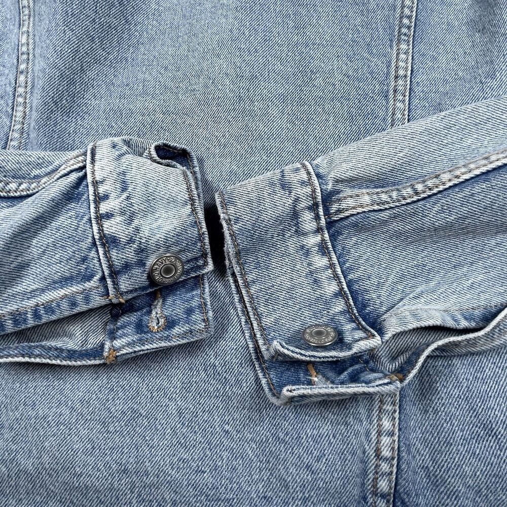 Old Navy Denim Jean Jacket Blue Distressed Cotton Trucker Western Women Med Tall - Picture 15 of 16